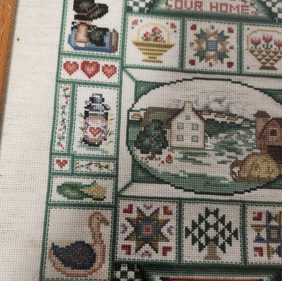 Vintage cross stitch bless our home framed picture - Picture 4 of 5